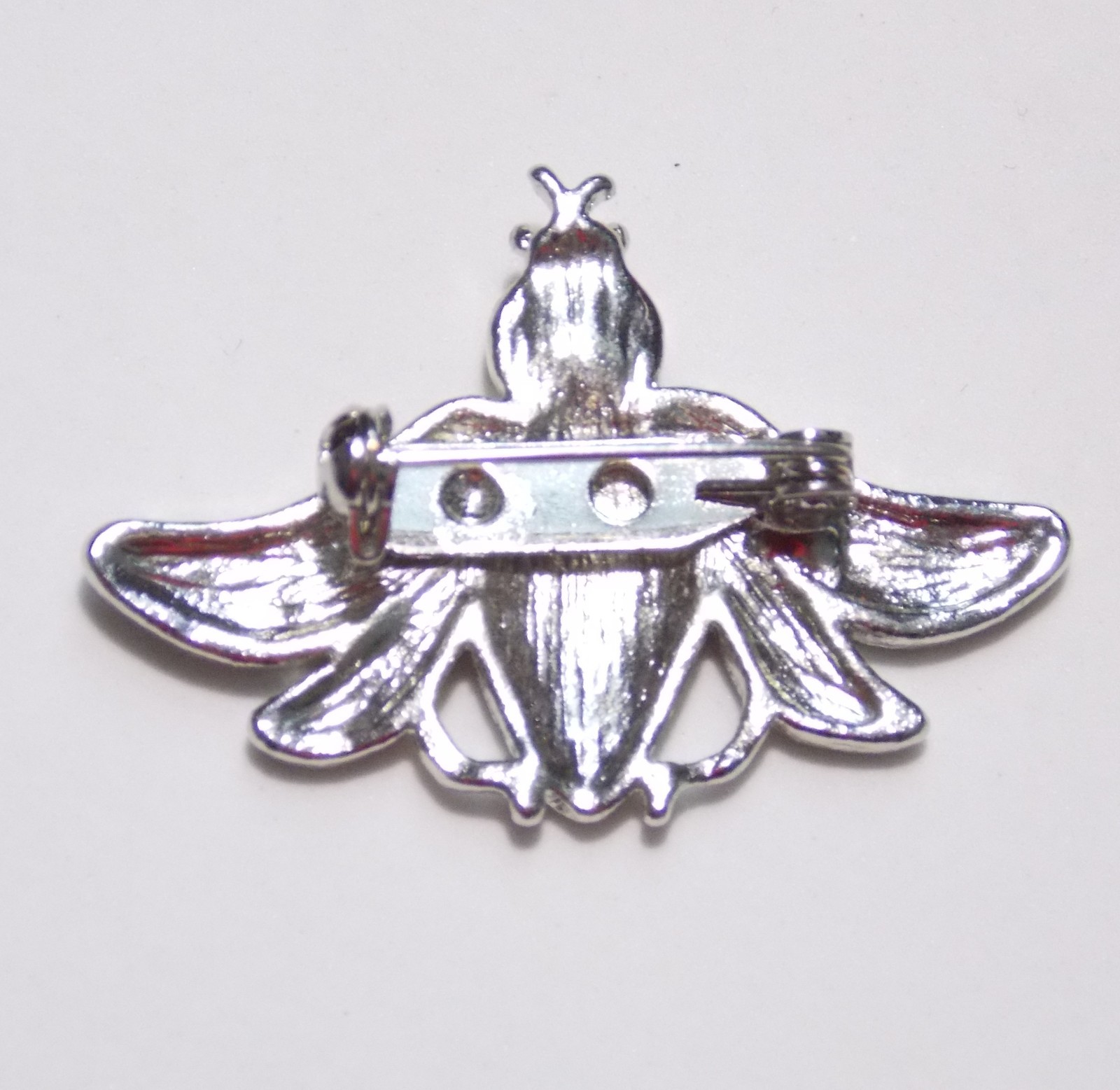 Vintage Bee/Insect Pin, Green Enamel Wings, Citrine Rhinestones,AB ...