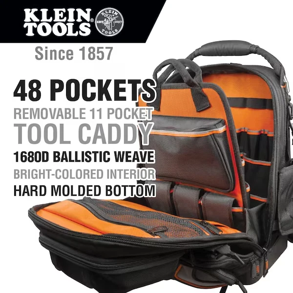 Klein Tools 55485 Tradesman Pro Tool Master Tool Bag Backpack 48 Pockets - Image 3 of 4