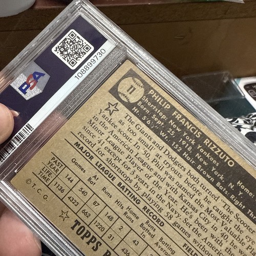 1952 Topps Phil Rizzuto #11 Black Back PSA 4 New York Yankees MVP HOF Scooter - Bild 15 von 24