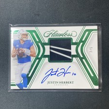 2025 Panini Flawless Justin Herbert Signatures Gloves Auto Emerald /5 SSP