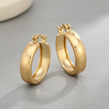 Boucles d'Oreilles - Femme - Créoles - Losange - Plaqué Or Jaune 750 - 25 x 20