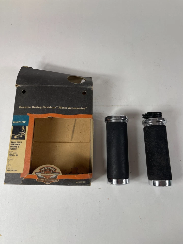 Harley-Davidson Small Chrome & Rubber Hand Grips 56241-96 NOS w/ Box - Image 3 of 4