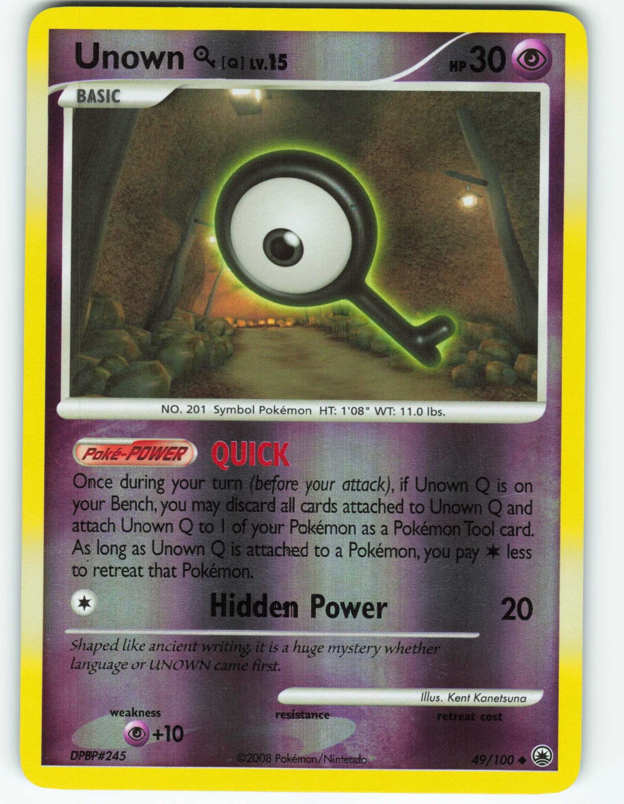 Unown [Q] - Reverse Holo - 49/100 Majestic Dawn - Pokémon TCG - 2008