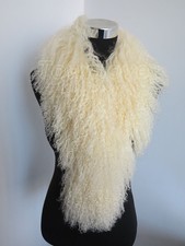 100 Genuine Mongolian Lamb Fur Scarf /fur Collar/ Fur Wrap /beige Women's Cape