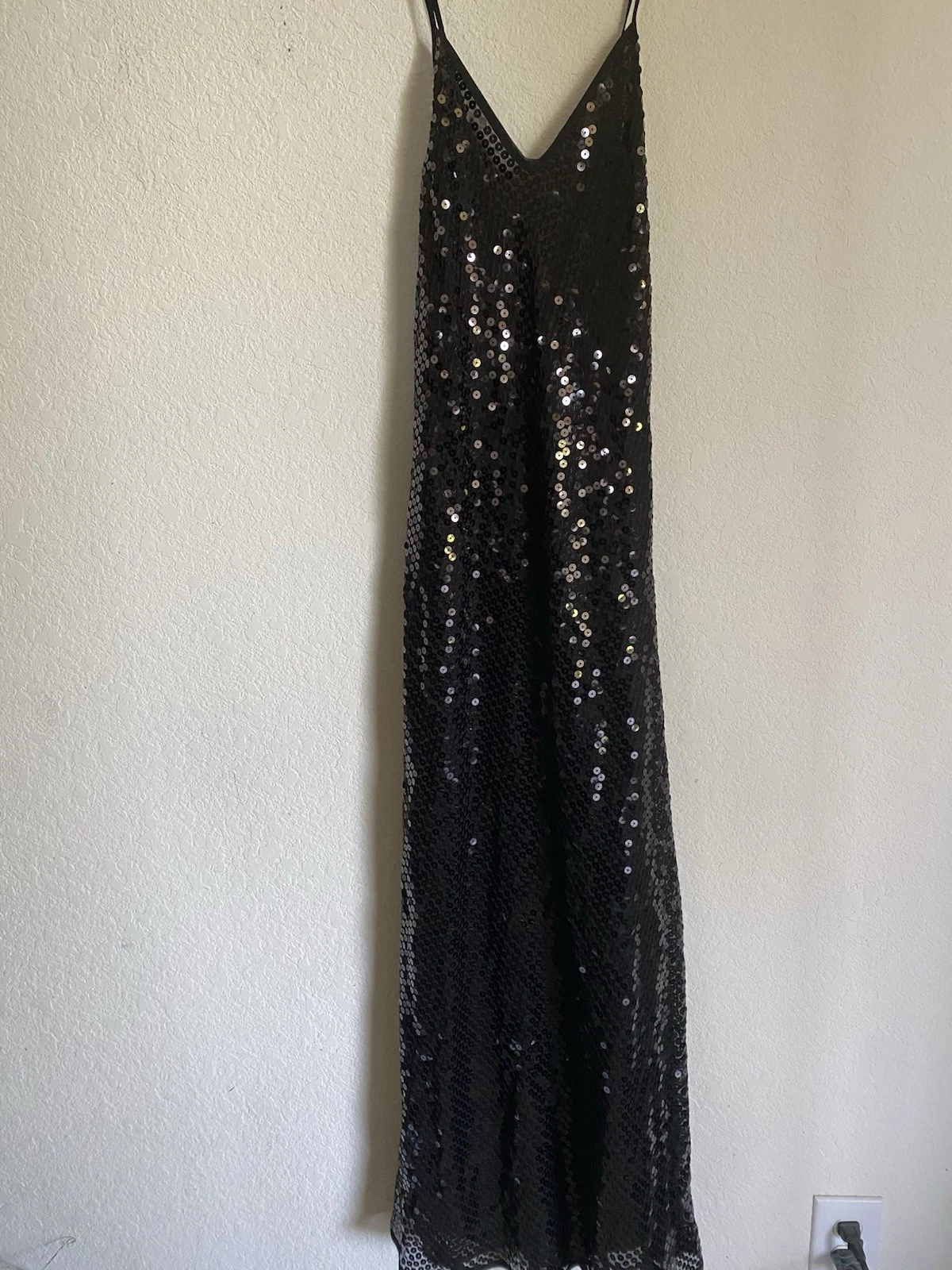 UNDERCOVER Raro abito formale Victoria’s Secret anni 90 elegante nero paillettes incrociate schiena S
