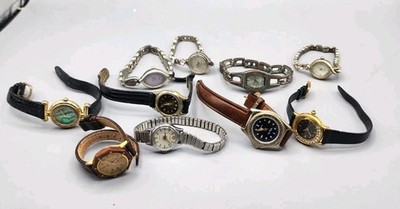 Vintage Lot Of 10 Ladies Watches Genova TIMEX Willow Bay Untested As Is