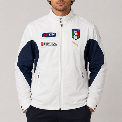 Puma Italien Herren Trainingsjacke Gr. M Weiß Vintage Sportjacke 2006 Fußball