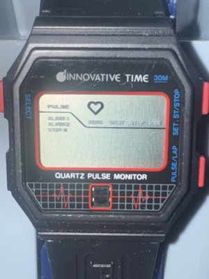 Vintage Innovative Time Digital Watch Quartz Pulse Monitor Fresh Battery HTF