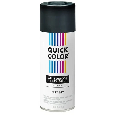 QUICK COLOR Black Flat All Purpose Spray Paint, 10 oz - NO SHIP TO CALIFORNIA
