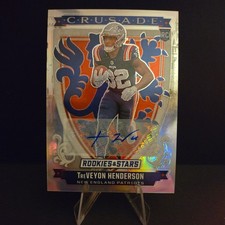 2025 Panini Rookie & Stars TreVeyon Henderson Crusade /99 Auto Patriots RB