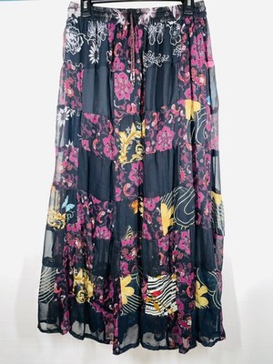 Body Expression Patchwork Womens One Size Fits All Patch Flow Stretch Skirt VTG