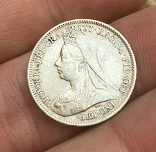 1899 Queen Victoria .925 Silver Sixpence Coin In EF With Lustre