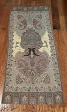 Made in Italy Shoulder Wrap Scarf 28” X 68” Gold Weave with Tan Brown Burgundy