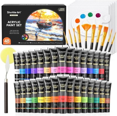 Shuttle Art Acrylfarben Set 48 Tüten 30 Farben 10 Pins