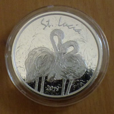 Eastern Caribbean 2$ Flamingo St Lucia 2018 silver 99.9% 1 oz + capsule (argent) - Photo 1/4