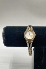 Seiko Women's Two-Tone Stainless Steel Solar Watch V115-0AW0 Crystal Bezel 22mm