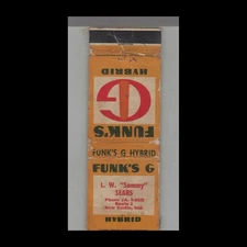 Matchbook Cover - Indiana Funk's G Hybrid Seed L.W. Sammy Sears New Castle IN