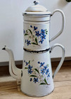 Ancienne grande cafetière émaillée Parisienne double anses 33 cm