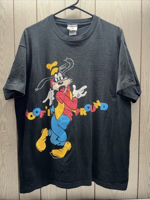 Vintage Disney Goofy Shirt Men Black 90s Single Stitch Mickey & Co