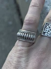 Vintage Navajo Tommie Charlie Ribbed Coil Sterling Silver Ring Size 8 Native