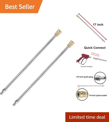 #ad 17” Stainless Steel Pressure Washer Extension Wand with Brass Fittings 2 Pack $15.99