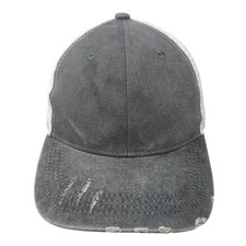 Unbranded Snapback Trucker Hat Gray One Size Adjustable Distressed Mesh Back