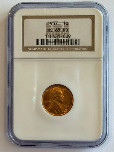 1937 Lincoln Wheat Cent – NGC MS66 RD - NICE COLOR