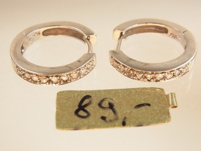 Schöne Creolen 925 Sterlingsilber  mit 14  weißen Steinen aus Juwelierauflösung
