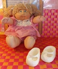 Cabbage Patch Kids, girl in pink outfit with blonde hair, 17"h, #25599, vtg 1982