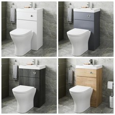 2 in 1 Back to Wall BTW Toilet Basin Combi Unit 500mm Bathroom Space Saving
