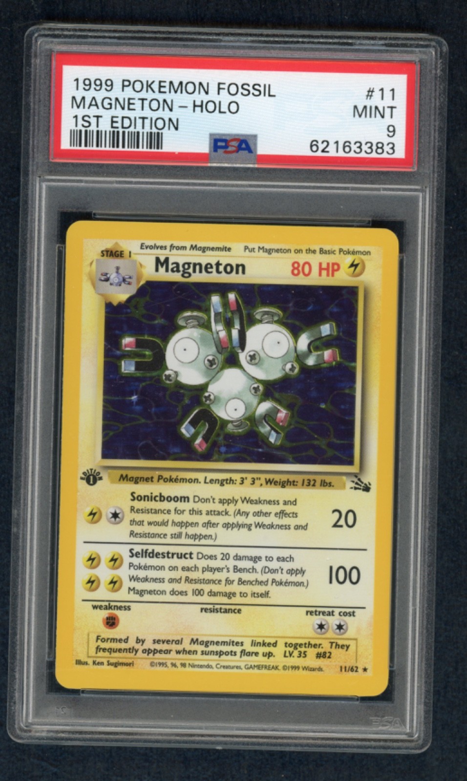 Pokemon Magneton 11/62 Fossil Holo 1st Edition PSA 9 Card Mint