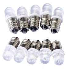 GutReise 10pcs E10 Screw DC6V Cold White Spot Led Bulb Light Lamps +10pcs E10