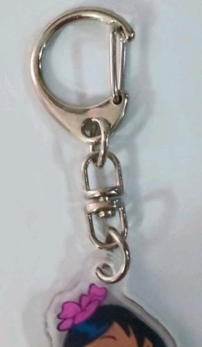 Disneyland Lilo Holding Fish Lilo Stitch Acrylic Key Ring, Zipper ClipOn 2 Sided - Picture 3 of 3