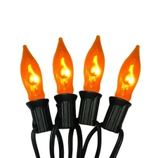 Halloween Flicker Flame Lights Orange String Lights, 10Ft C7 Vintage Flickeri...