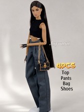 4PCS For Fashion Royalty Integrity Poppy Parker NuFace Dolls Clothes Shoes Bag