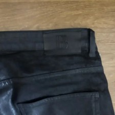 Balmain Opium Waxed Denim Bike Jeans, Size 34