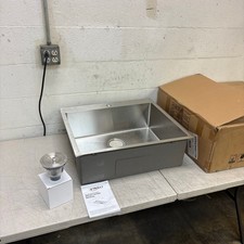 ROVSUN 25" x 22" Drop-in 304 Stainless Steel Sink Kitchen Silver - NO GRATE