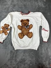Vintage Grandmacore Christmas Teddy Bear Sweatshirt Holiday Sweater Size M