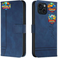 HandyhüLle Klappbar Mit Kartenfach Leder Wallet Flip Case FüR Iphone 15 Blau