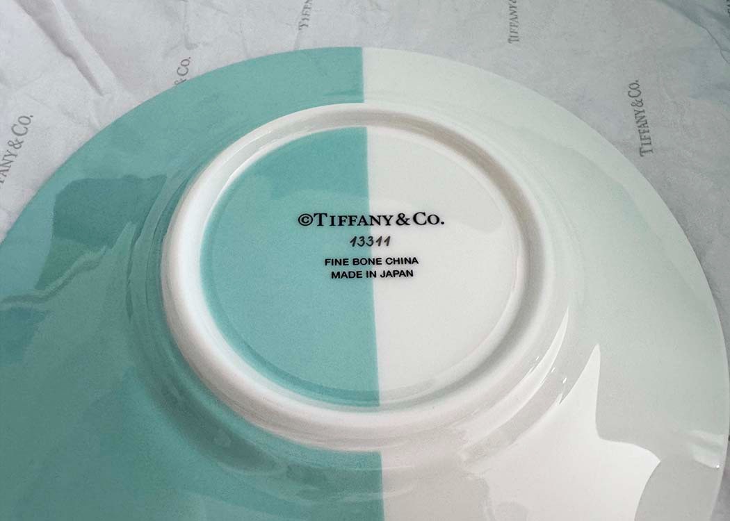 Tiffany &Co COLOR BLOCK TEACUP wSAUCER /r ESPRESSO Blue &White NEW