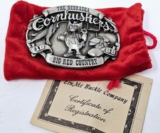 Nebraska Cornhuskers Belt Buckle 1986 Season Siskiyou Oregon Pewter with Bag COA