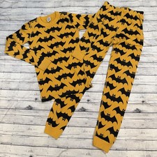 Hanna Andersson Halloween Bats Long John Pajama Set Yellow Black 150 12