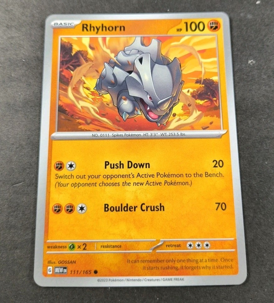 Pokemon 151 Rhyhorn Common Card 111/165 NM