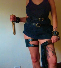 Leather Harness Flogger Kink Set. Handmade. New