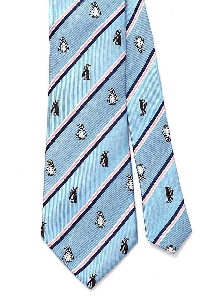 Corbata Humboldt Penguin 145×8,5 cm/azul claro/rayas 100 % seda Foto 2 de 4