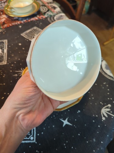 Vintage BERNARDAUD LIMOGES France Gold Trim Dodecagon Butter Serving Dish - Picture 6 of 18