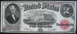 1917 United States Note Legal Tender Two Dollar Bill