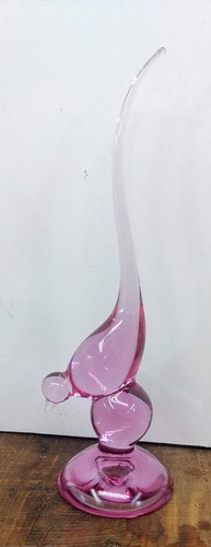 Vetro vichingo rosa cardo coda lunga uccellino vintage HTF quasi 10" coda + becco 100% - Foto 9 di 17
