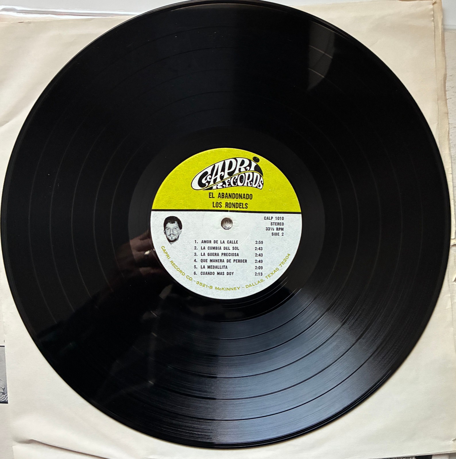 Los Rondels – El Abandonado Vinyl LP Record Tejano Capri Records CALP 1010 VG+