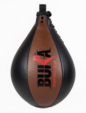 BUKA&trade; Leather Speed Ball Training Punching Speed Bag Boxing MMA Pear Punch Bag